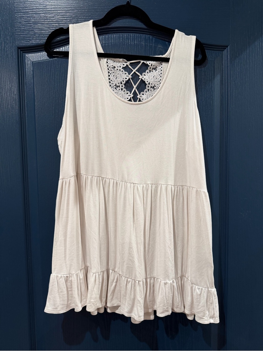 torrid Cream Lace-Back Ruffle Tank